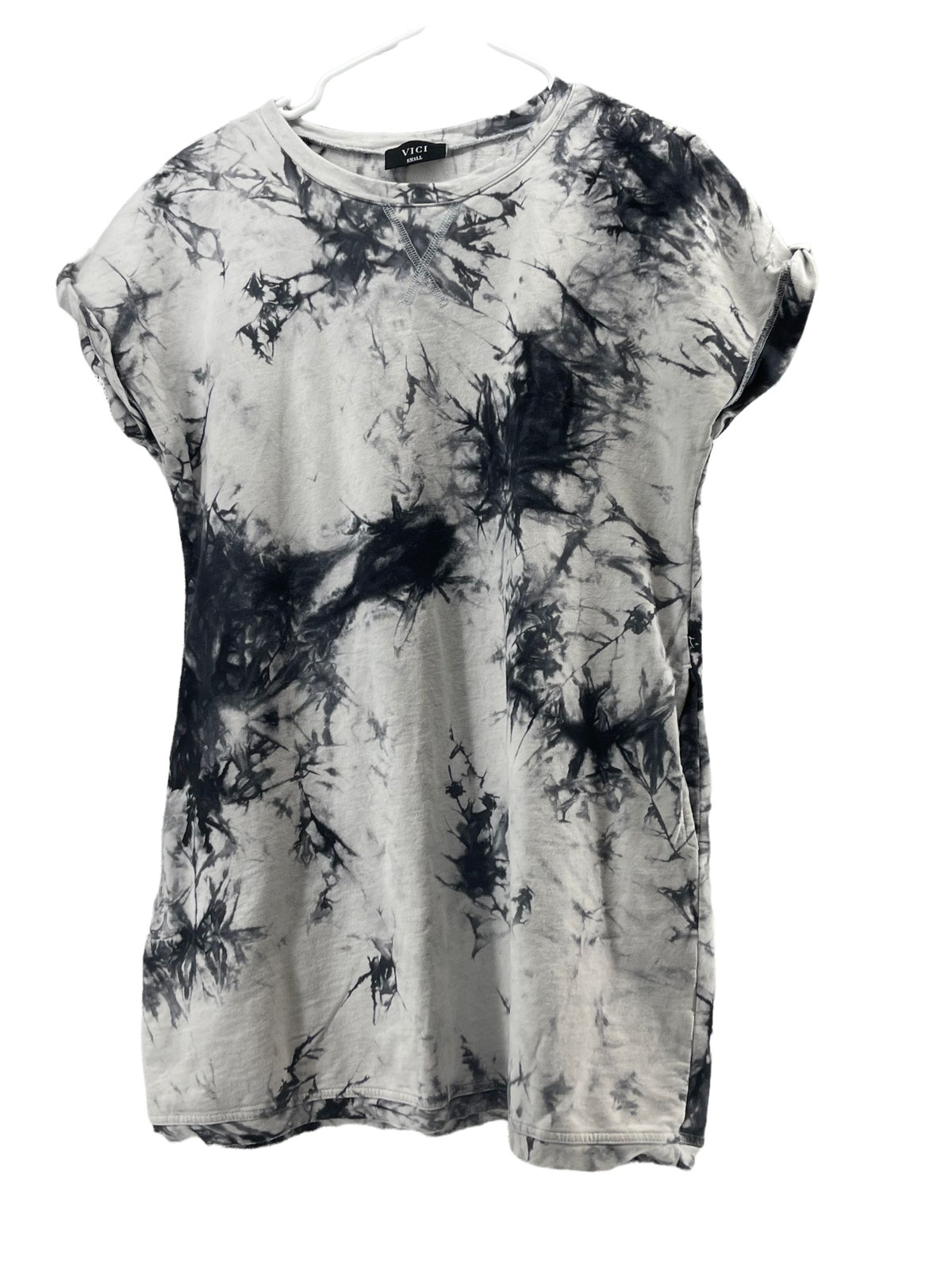 Vici White Black Short Sleeve Tie Dye T-Shirt Women's Size Small
